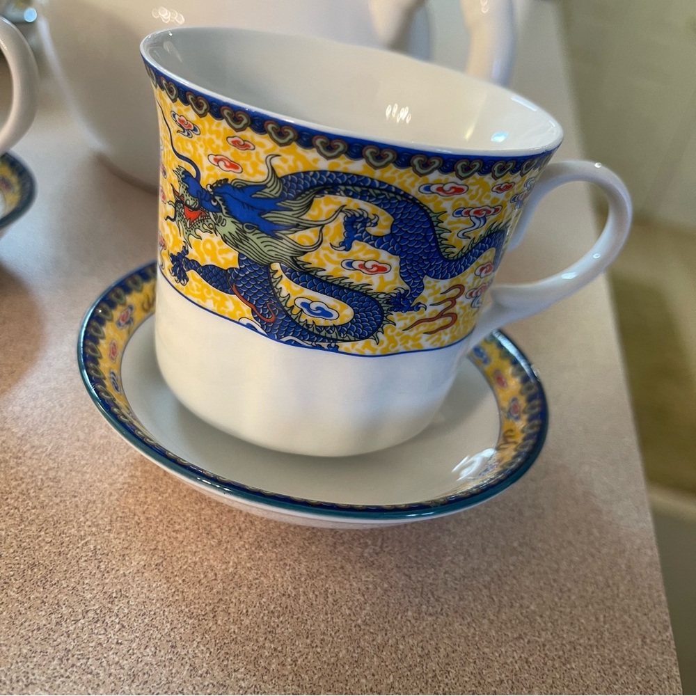Vintage CFI Porcelain Dragon Tea Set - Picture 6 of 10
